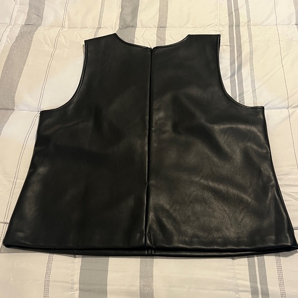 J. Crew Black Faux Leather Top - Picture 2 of 3